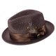 Men's Brown Mesh Fedora Hat - Montique Pinch Crown Fedora