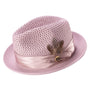 Glossaric Collection: Montique Mauve Solid Color Pinch Mesh Braided Fedora With Matching Satin Ribbon Hat