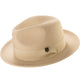 Beige Braided Wide Brim Pinch Crown Fedora Hat with Matching Grosgrain Ribbon