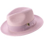 Aurorify Collection: Mauve Braided Wide Brim Pinch Fedora Matching Grosgrain Ribbon Hat