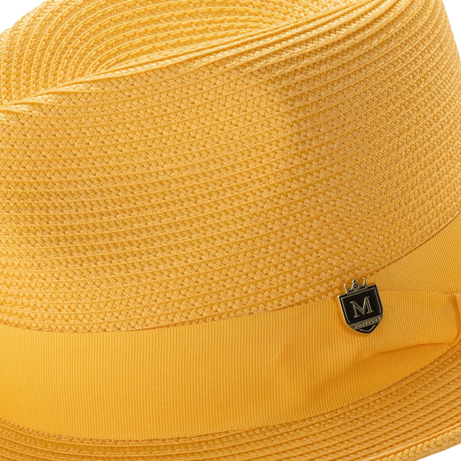 montique gold braided fedora hat with 2.5 inch wide brim