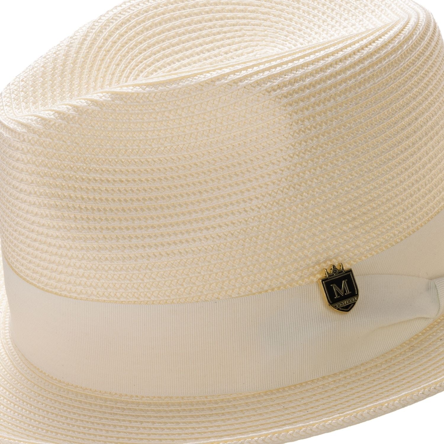 montique ivory braided fedora hat with 2.5 inch wide brim
