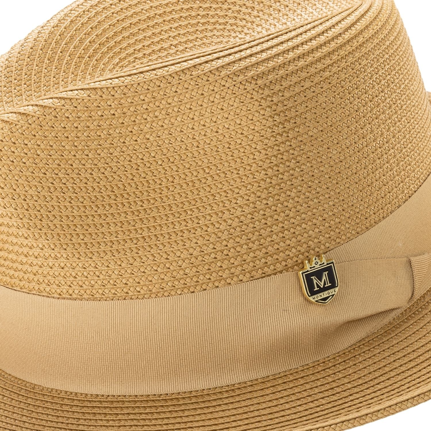 montique mustard braided fedora hat with 2.5 inch wide brim