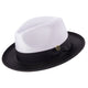 Galanza Collection: Montique Black Two-tone Pinch Fedora With Matching Grosgrain Ribbon- Wide Brim H47