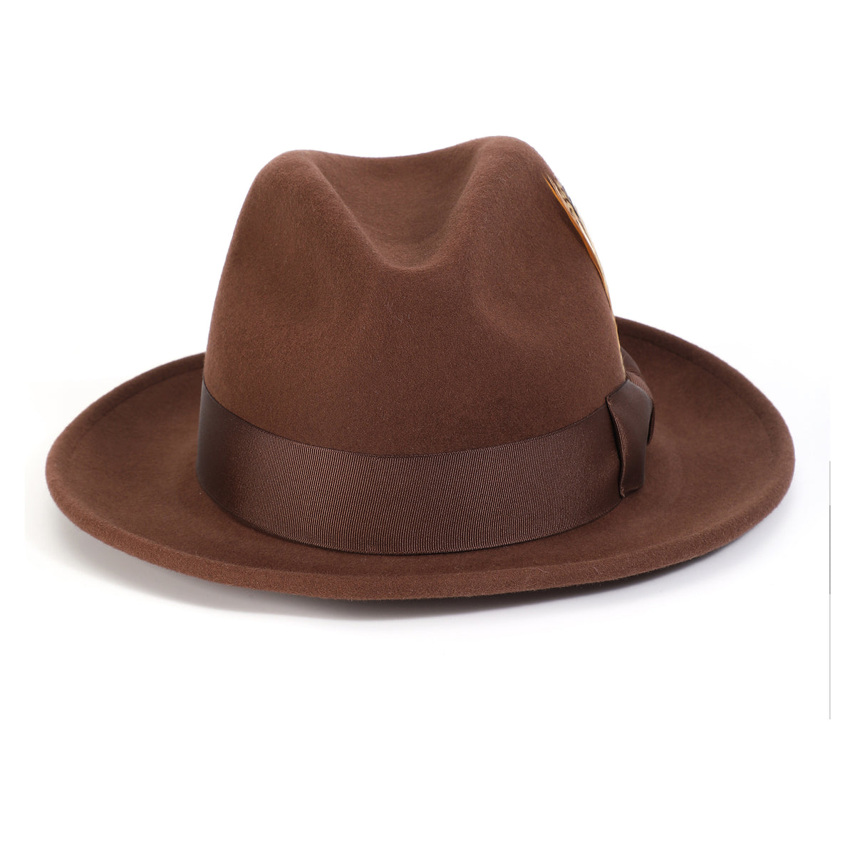 Brown H-60 wool felt fedora by Montique - front view