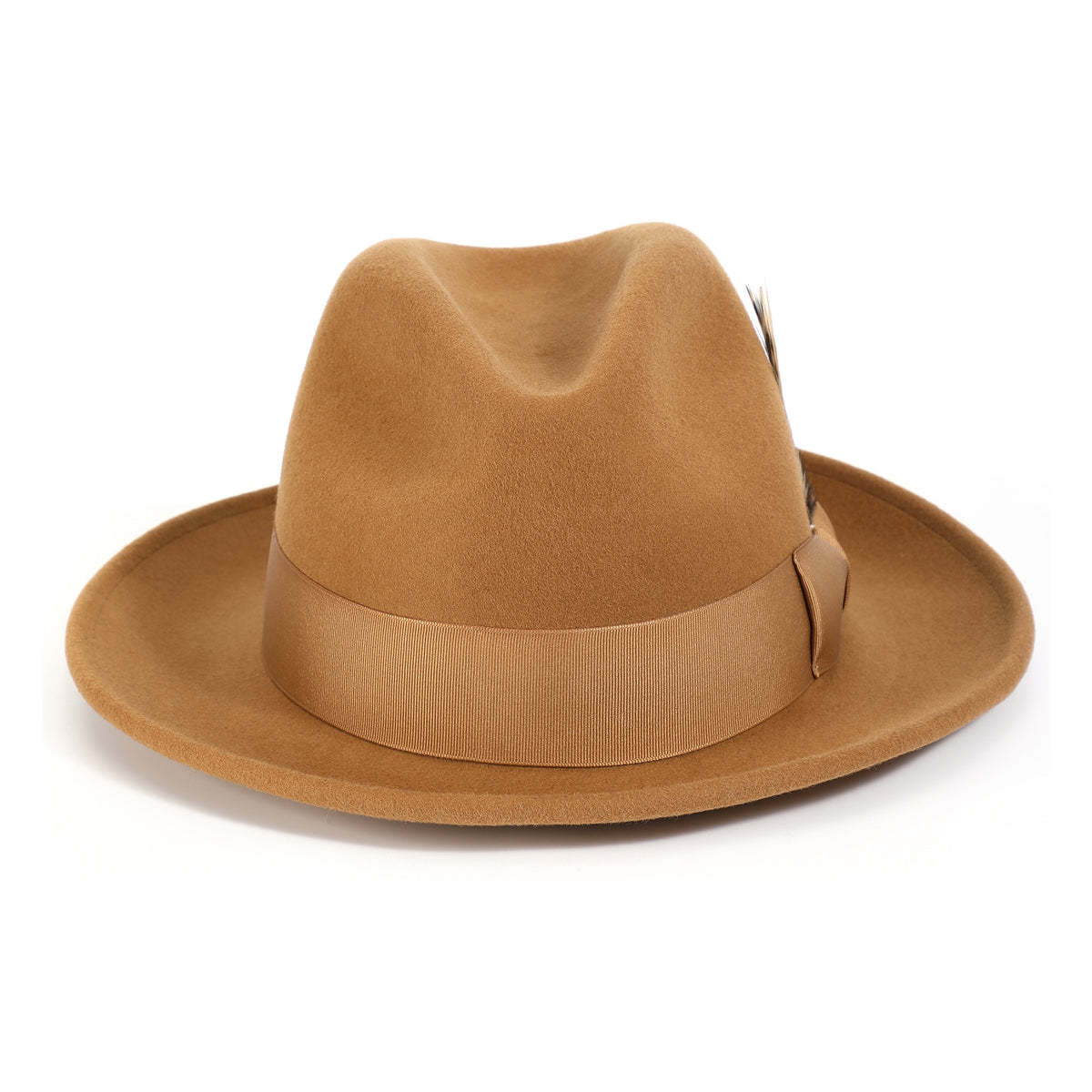 Cappuccino H-60 wool felt fedora by Montique - front view