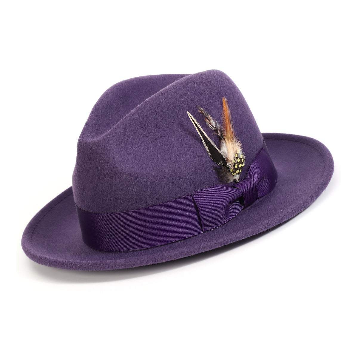Grape H-60 wool felt fedora by Montique - angled view