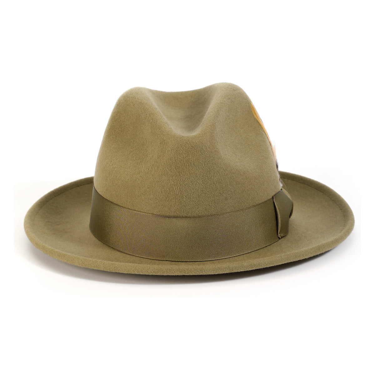 Olive H-60 wool felt fedora by Montique - front view