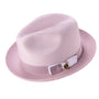 Rubique Collection: Montique Men's Braided Two Tone Stingy Brim Pinch Fedora Hat in Mauve