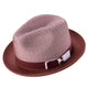 Rubique Collection: Montique Men's Braided Two Tone Stingy Brim Pinch Fedora Hat in Burgundy