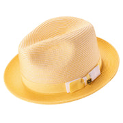 Canary Two Tone Stingy Brim Fedora Hat by Montique