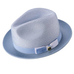 Rubique Collection: Montique Men's Braided Two Tone Stingy Brim Pinch Fedora Hat in Carolina