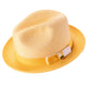 Rubique Collection: Montique Men's Braided Two Tone Stingy Brim Pinch Fedora Hat in Gold