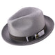 Rubique Collection: Montique Men's Braided Two Tone Stingy Brim Pinch Fedora Hat in Grey