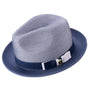 Rubique Collection: Montique Men's Braided Two Tone Stingy Brim Pinch Fedora Hat in Navy