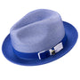 Rubique Collection: Montique Men's Braided Two Tone Stingy Brim Pinch Fedora Hat in Royal