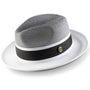 Lorde Collection: White Two-tone Pinch Hat Wide Brim Straw Fedora