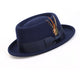Navy Pork Pie Wool Felt Hat with Feather Accent by Montique
