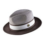 Lorde Collection: Brown Two-tone Pinch Hat Wide Brim Straw Fedora