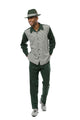 Blotchy Collection: Montique 2-Piece Hunter Green Checkered Walking Suit 2367