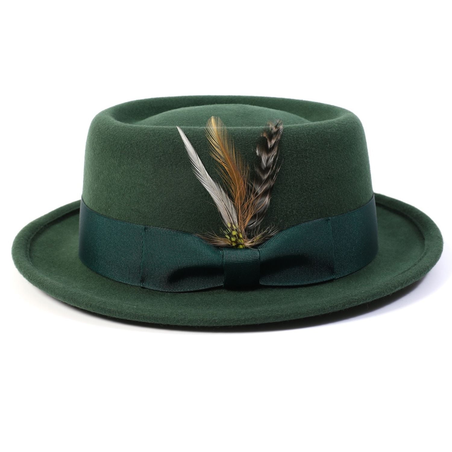 montique hunter pork pie hat with short brim and structured crown