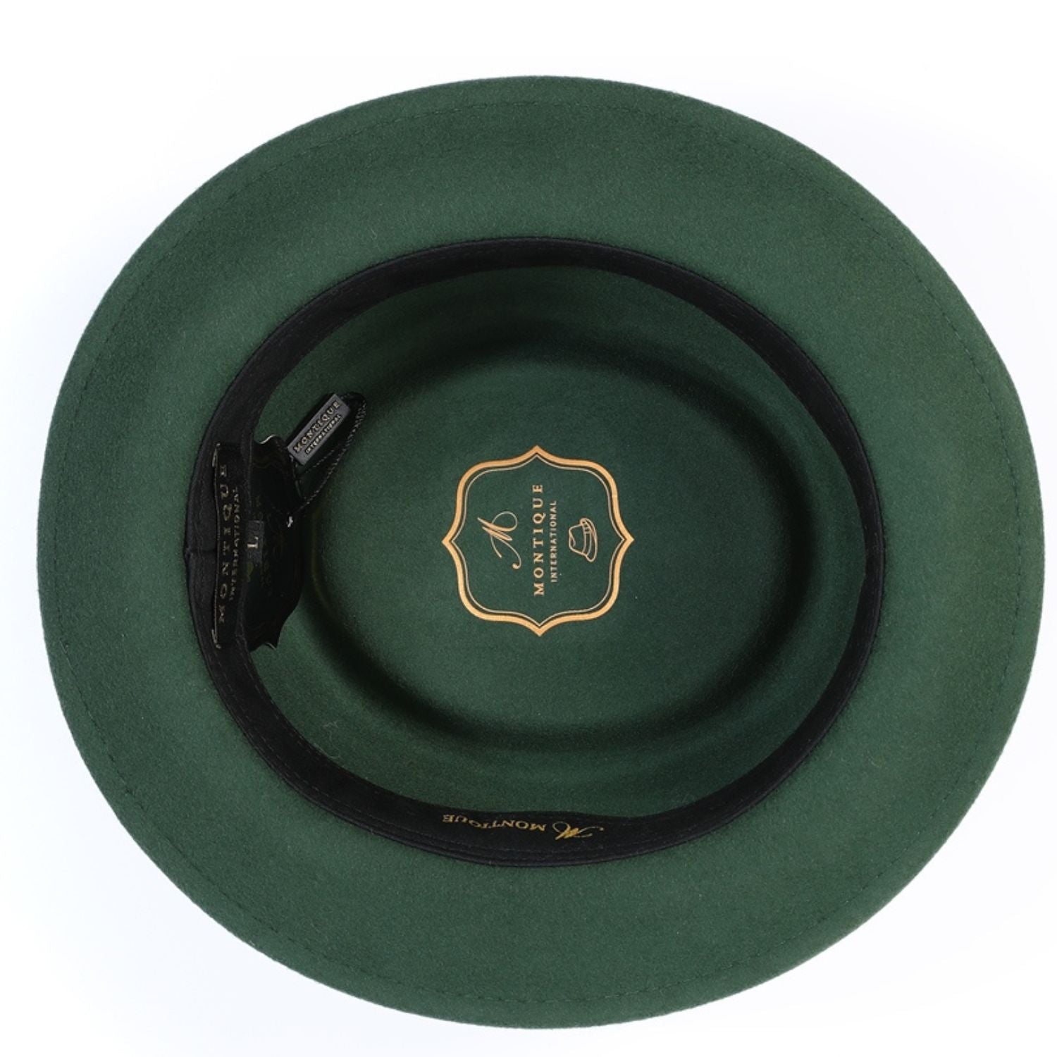 inside view of hunter pork pie hat showing sweatband
