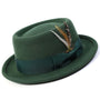Ring Collection: Hunter Pork Pie Fedora with Feather Accents
