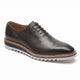 Charcoal Plain Toe Lace-Up Leather Dress Shoes with Toe Gradient