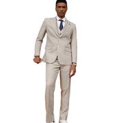 Ivory Textured Solid 3-Piece Hybrid Fit Suit by Stacy Adams