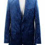 Sirius Collection: Blue Polyester Velvet Paisley Pattern Regular Fit Blazer