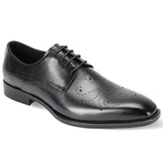 Black Genuine Leather Lace-Up Dress Shoes with Medallion Toe Detail