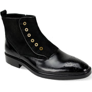 Black Plain Toe Spat Boots with Inside Zipper