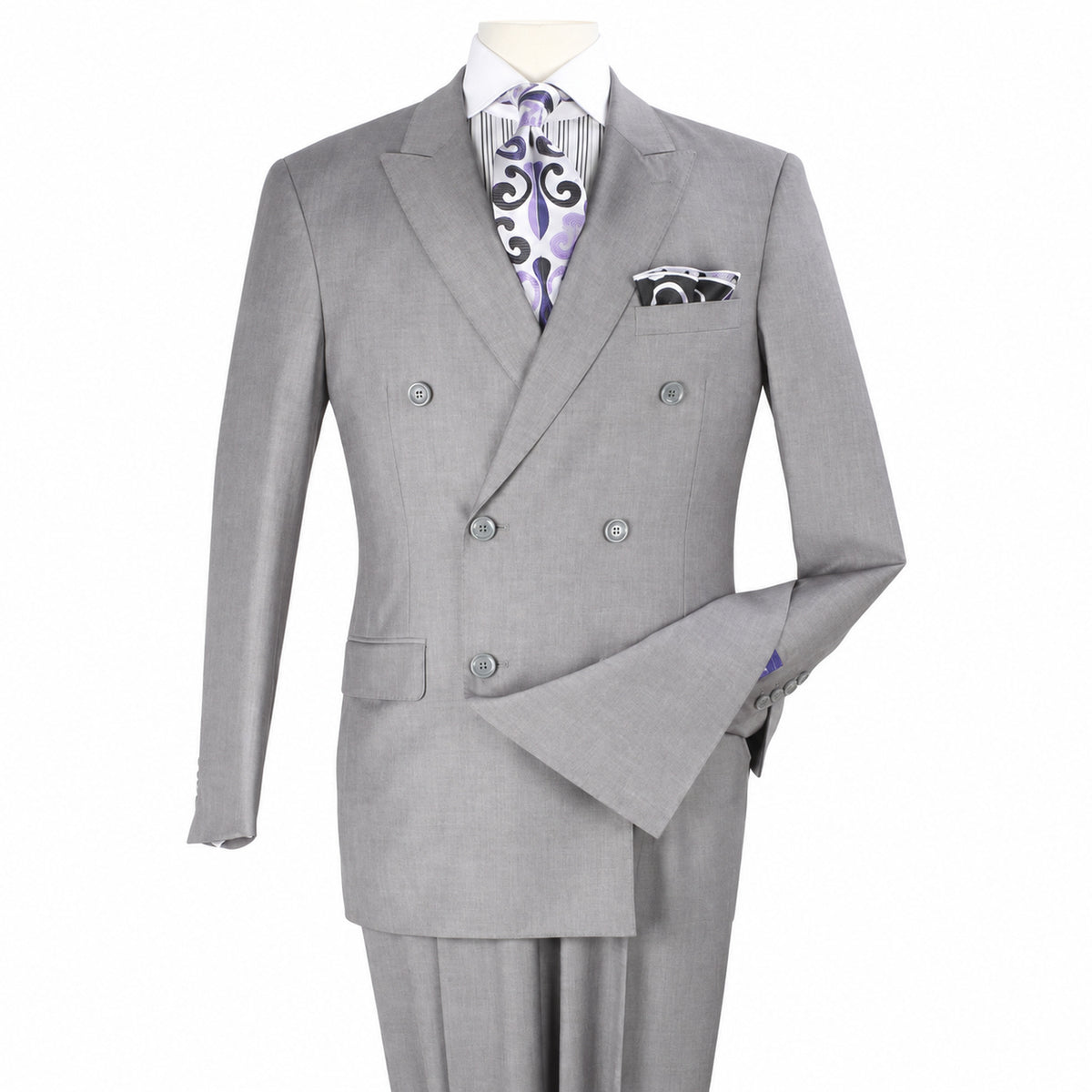 Light Gray 2-Piece Classic Double-Breasted Suit, product view