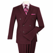 Burgundy 2-Piece Classic Double-Breasted Suit
