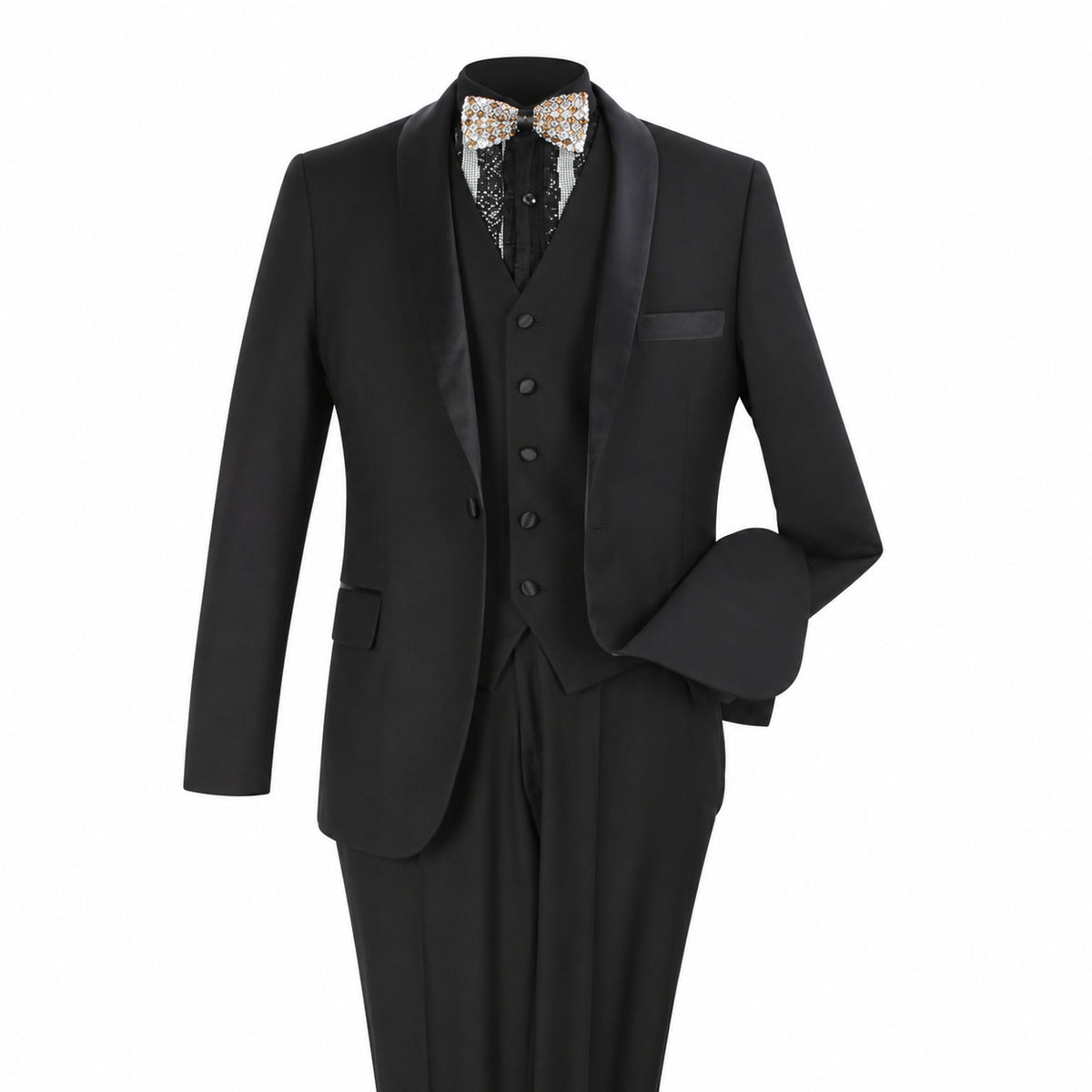 Black 3-Piece Shawl-Lapel Modern Fit Tuxedo - product view