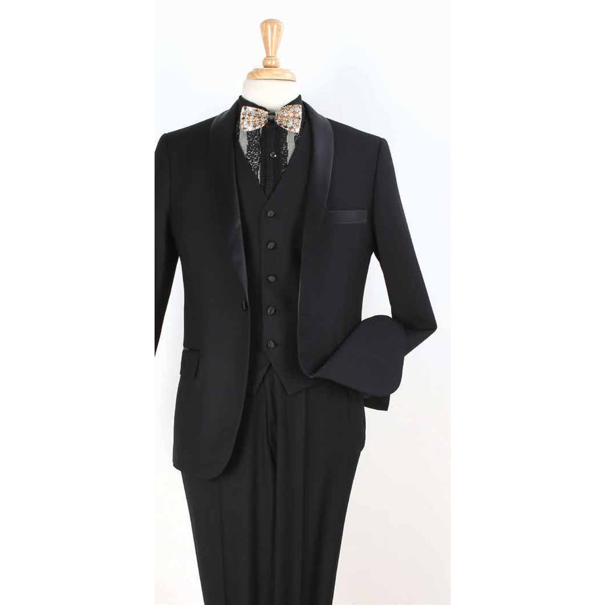 Black 3-Piece Shawl-Lapel Modern Fit Tuxedo - product view