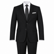 Black 2 Piece Modern Fit Suit Notch Lapel Flat Front Pants