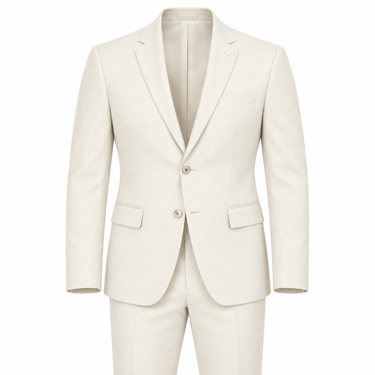Off White two-piece modern-fit suit — AI-generated approximate color visualization
