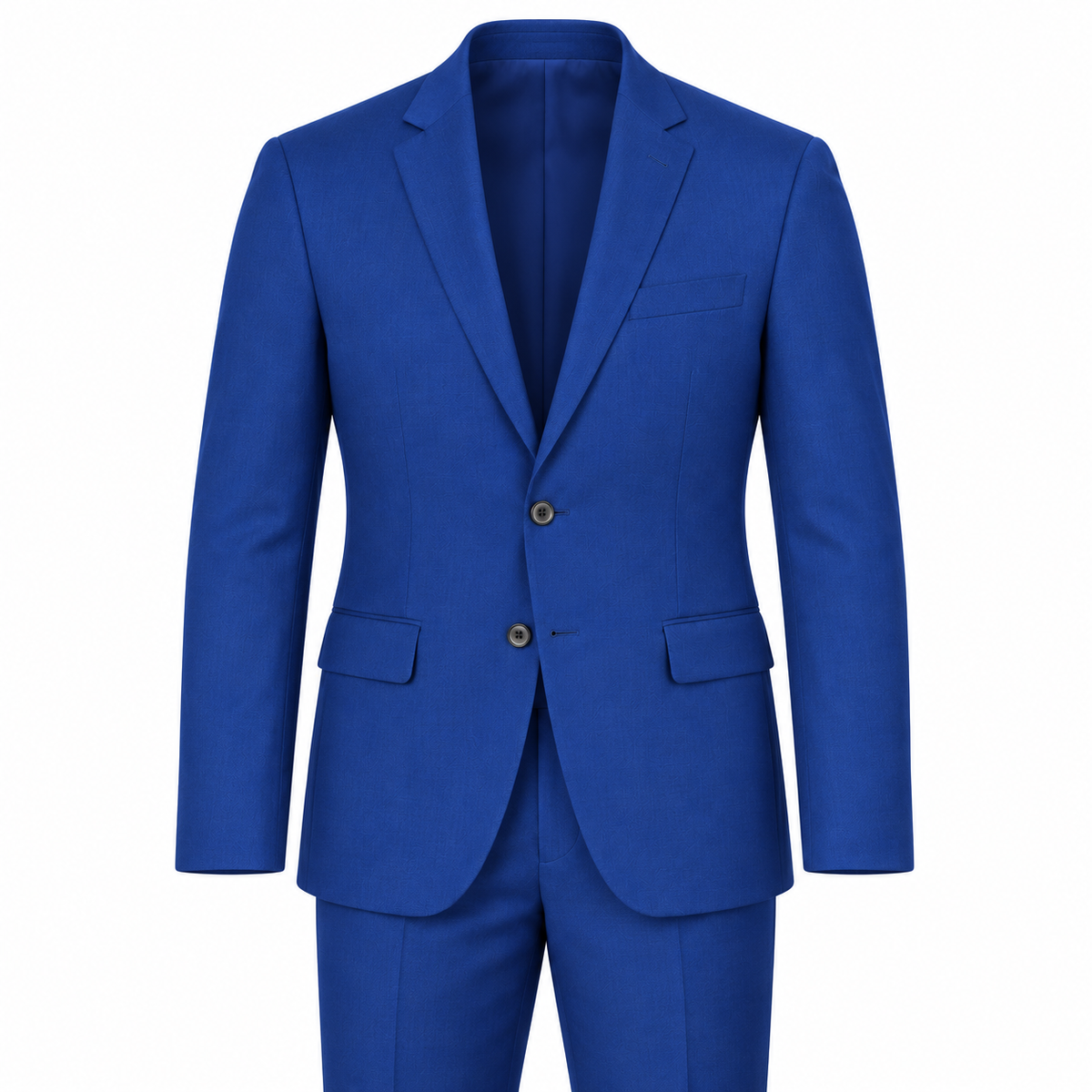 Royal Blue two-piece modern-fit suit — AI-generated approximate color visualization