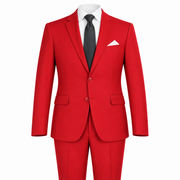 Red 2 Piece Modern Fit Suit Notch Lapel Flat Front Pants