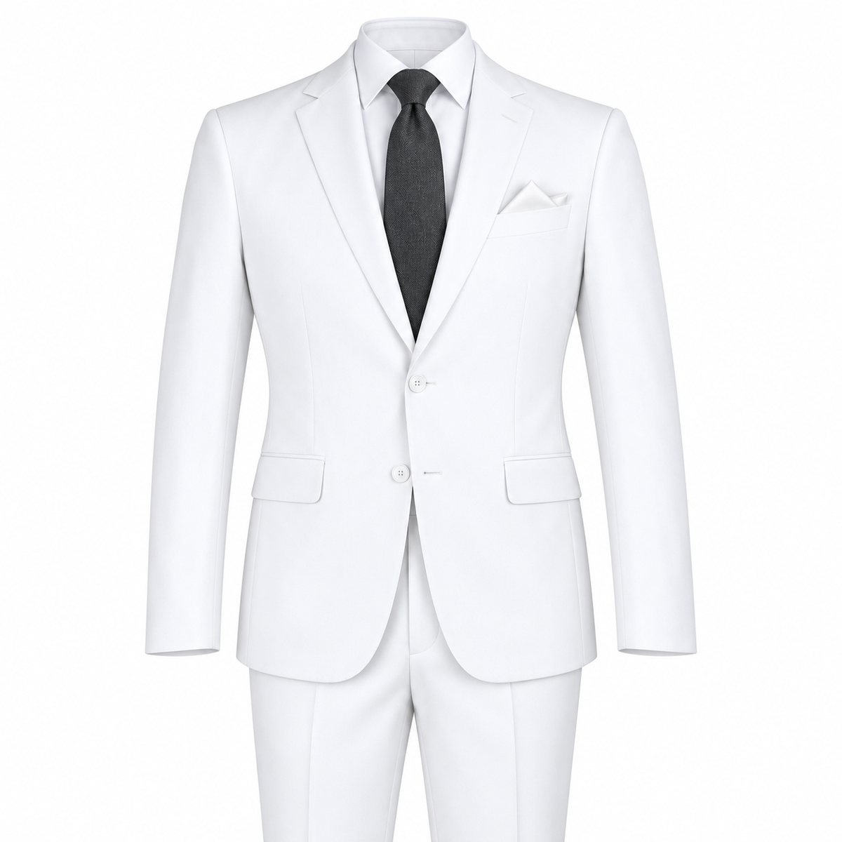 White 2 Piece Modern Fit Suit Notch Lapel Flat Front Pants - product view