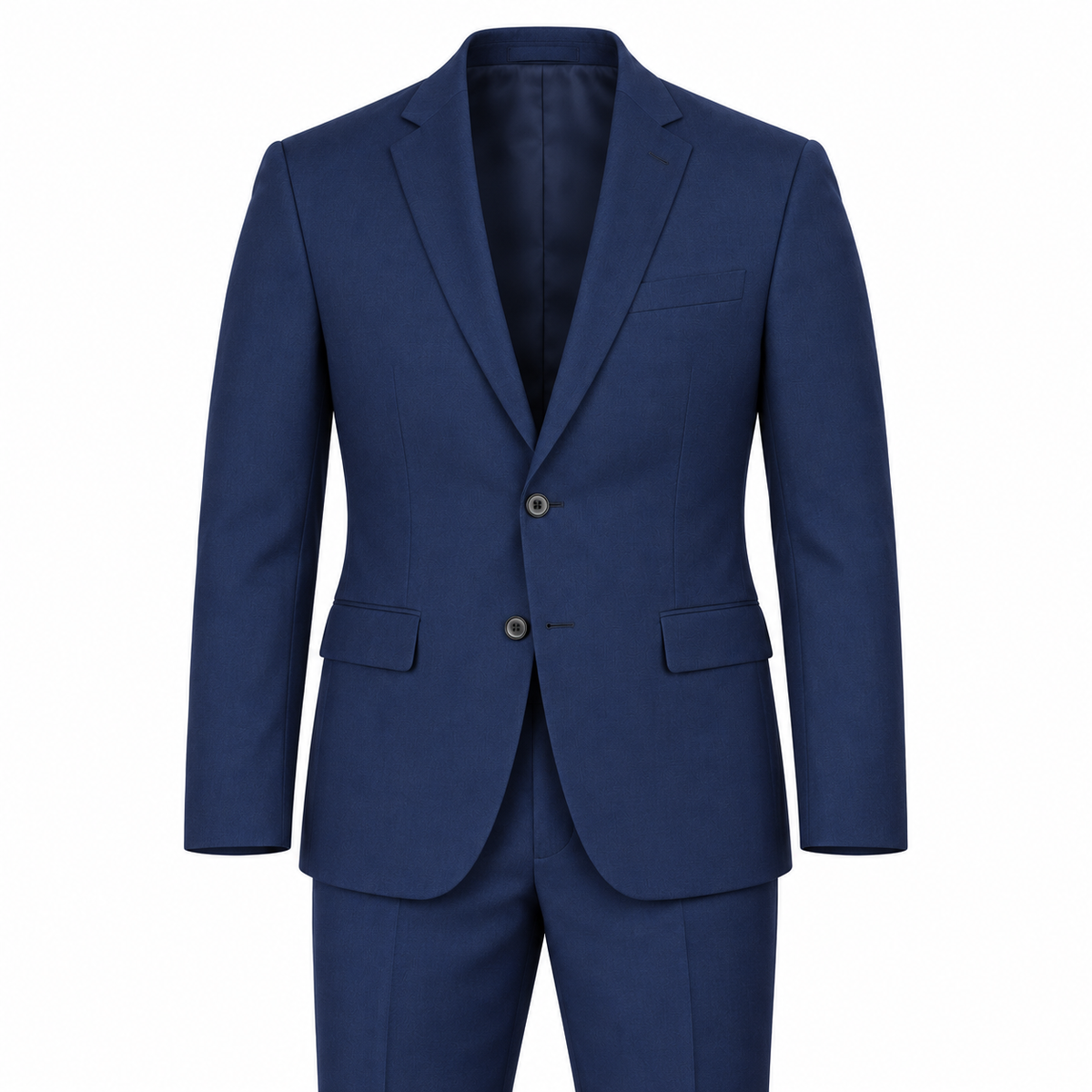 Navy Blue two-piece modern-fit suit — AI-generated approximate color visualization