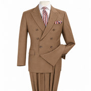 Tan 2-Piece Classic Double-Breasted Suit