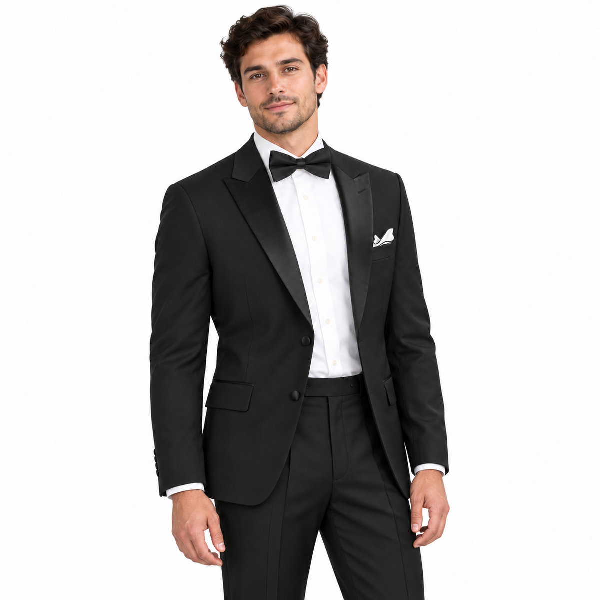 Black 2-Piece Notch-Lapel Tuxedo - on model