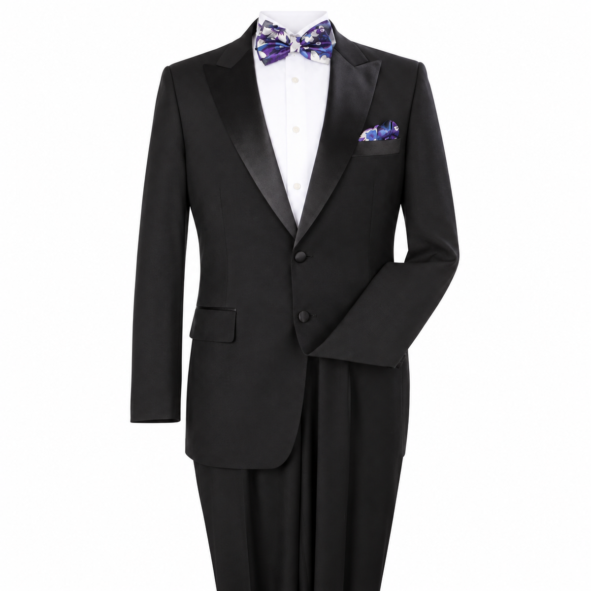 Black 2-Piece Peak-Lapel Tuxedo - front view