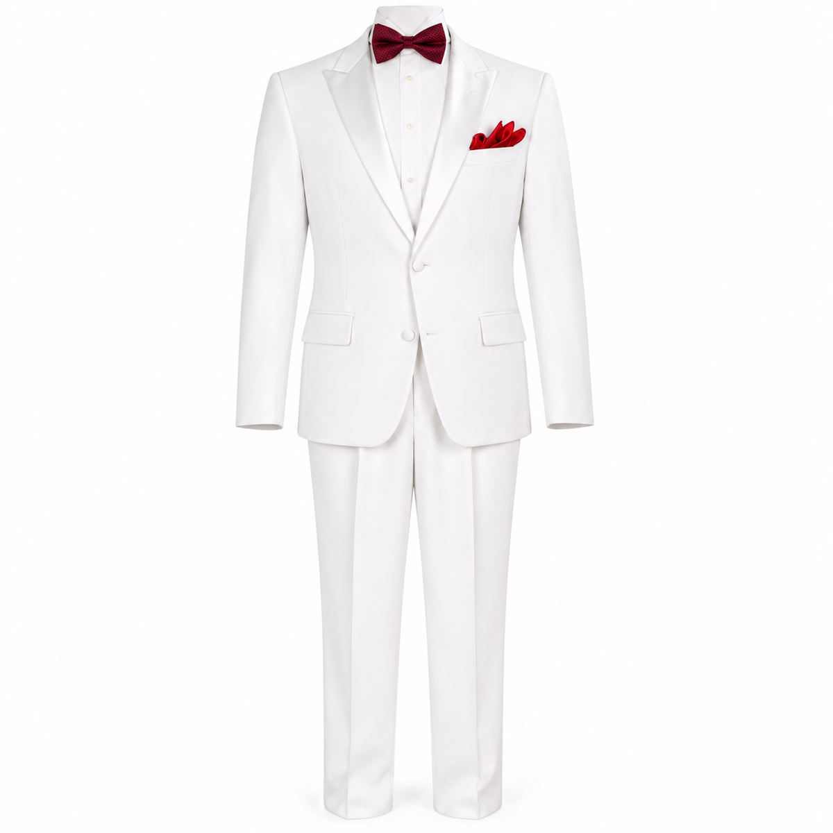 Pure White 2-Piece Notch-Lapel Tuxedo - front view