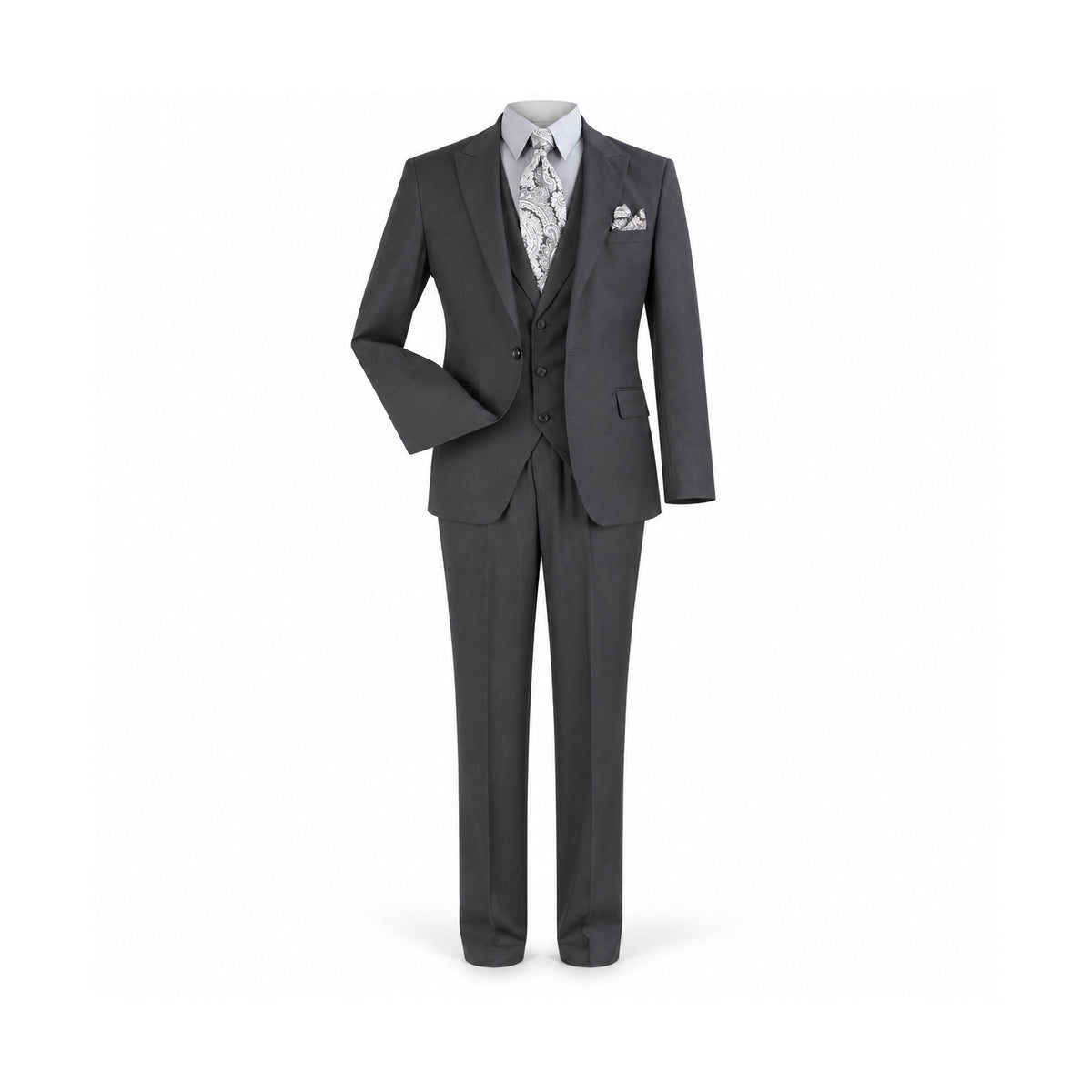 Charcoal 3-Piece One-Button Slim Fit Suit - front product view