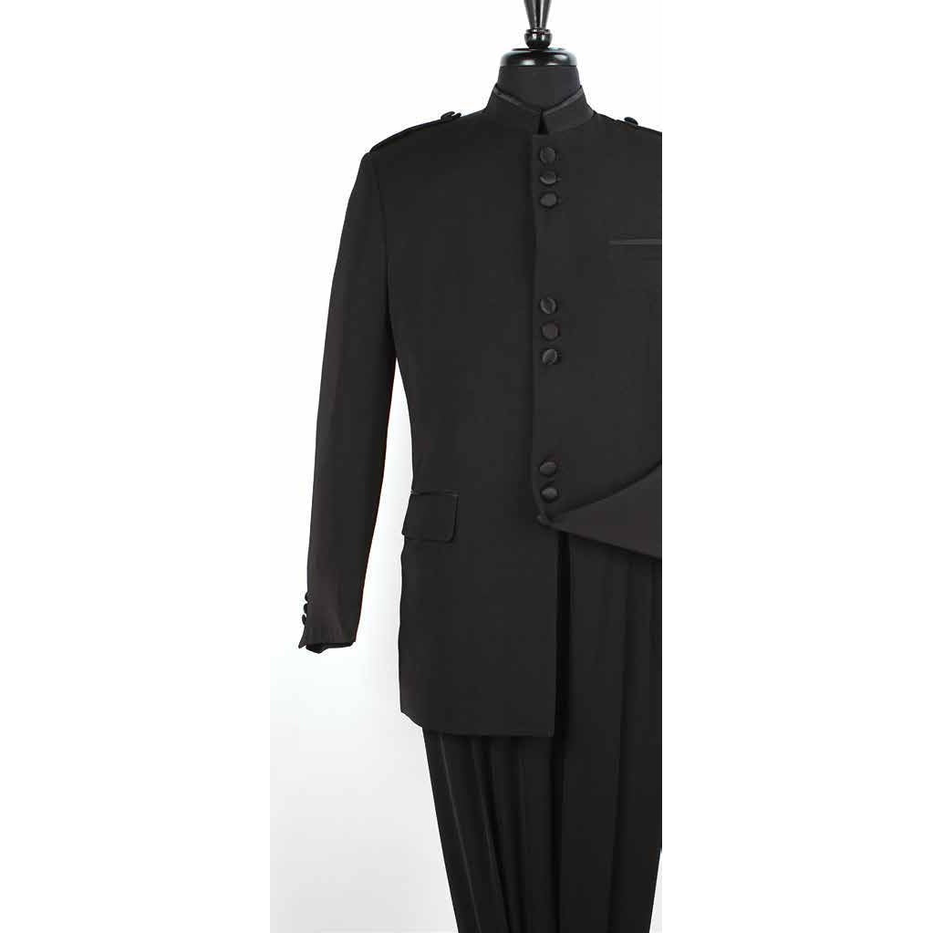Black 2-Piece Nine-Button Mandarin Collar Suit, original supplier reference