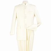 Off White 2-Piece Nine-Button Mandarin Collar Suit