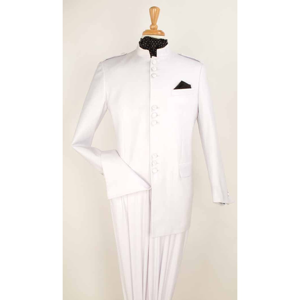 Pure White 2-Piece Nine-Button Mandarin Collar Suit, original supplier reference